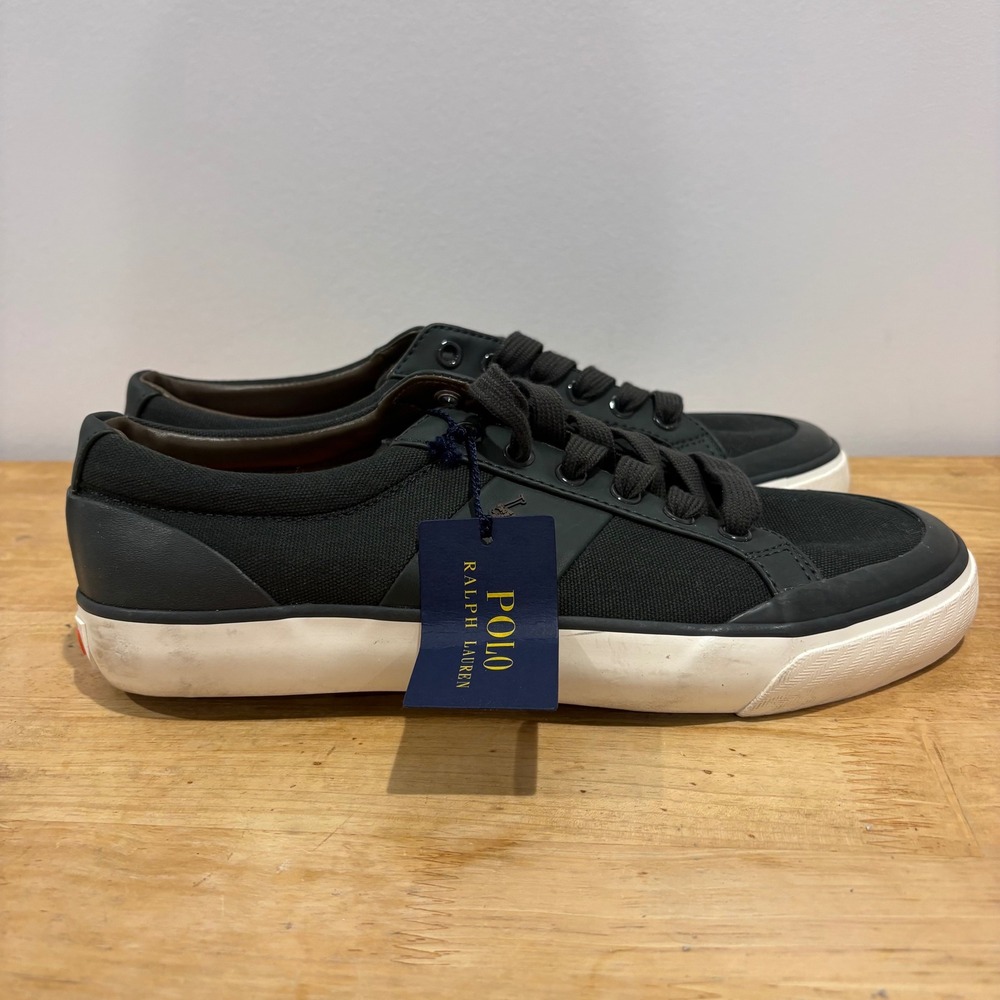 Polo Ralph Lauren Ian Canvas Sneaker Mens Black Size 8 Low Top Lace Up